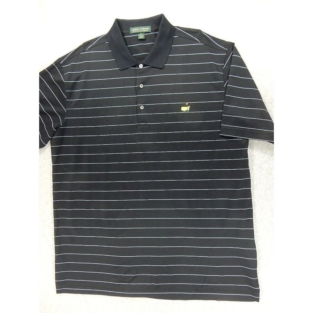 Amen Corner The‎ MASTERS Striped Short Sleeve Golf Polo Shirt (Men's XL) Black